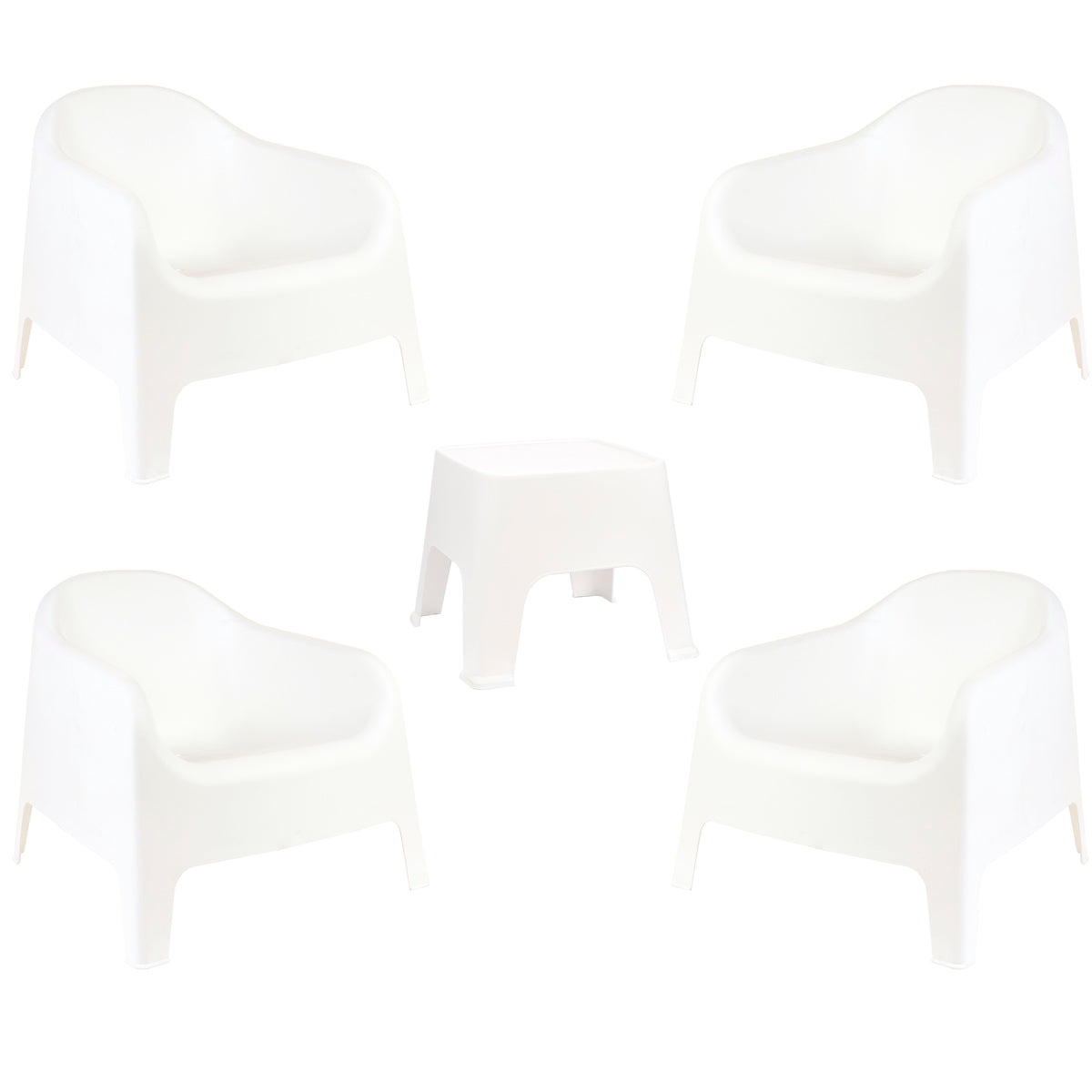 Set of 4 Outdoor Armchair + Side Table