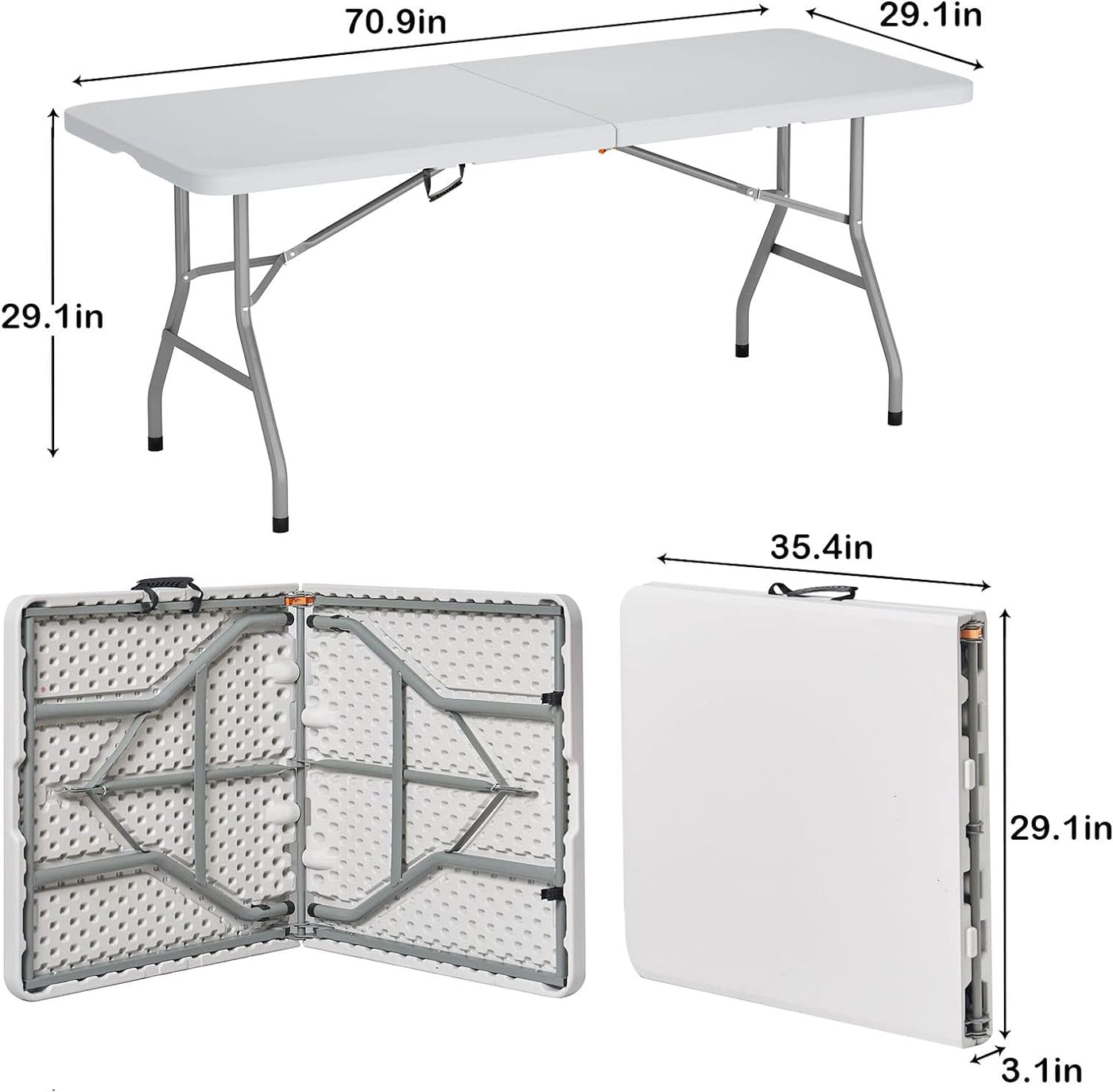 Folding Table 6ft Heavy Duty Plastic Event Folding Table with Carrying Handle